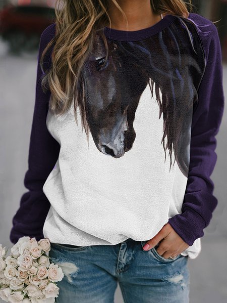 

Animal Regular Fit Casual Sweatshirt, Purple, Hoodies&Sweatshirts