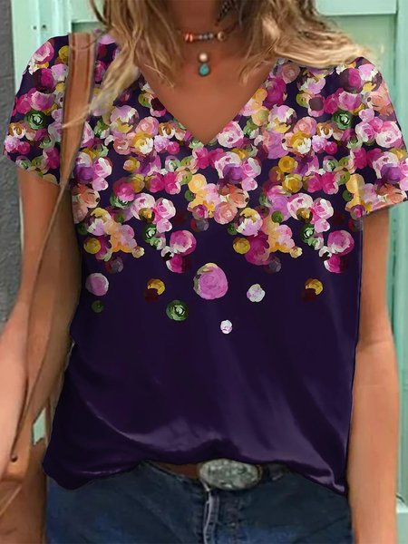 

Floral Cotton Blends Shirts & Tops, Multicolor, Tops
