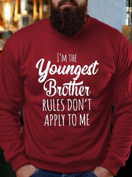 

brother funny casualLong Sleeve Letter Sweatshirt, Red, Hoodies&Sweatshirts