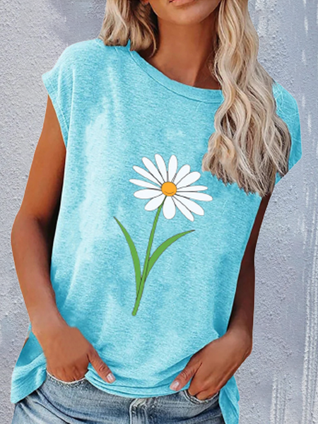 

Casual Floral Shirts & Tops, Blue, T-Shirts