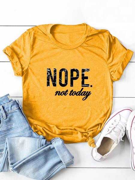 

Letter Casual Regular Fit Shirts & Tops, Yellow, T-shirts