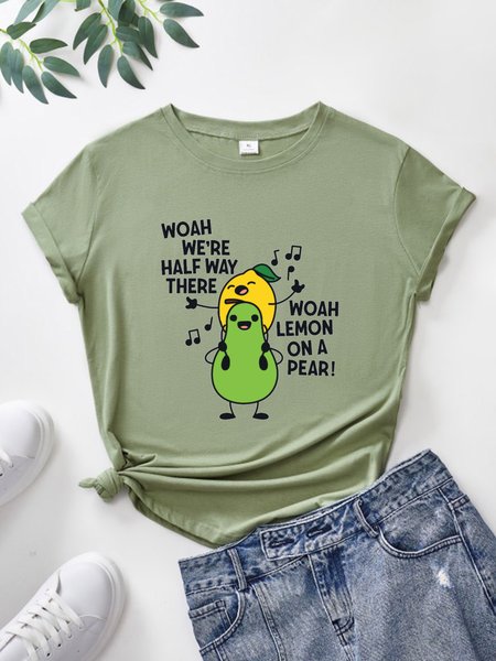 

Crew Neck Letter Shirts & Tops, Green, T-shirts