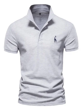 

Cotton Embroidery Short Sleeve Polo Polo shirt, Light gray, polo