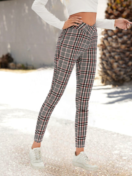 

Skinny Grid Pants, Orange red, Leggings