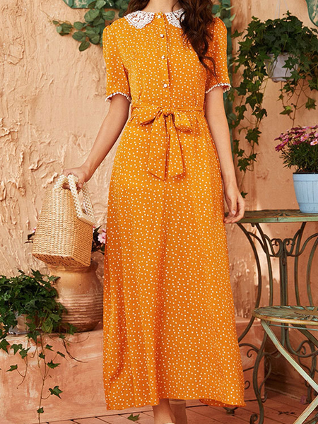 

Casual Household Daily Vacation Dresses, Yellow, Casual Dresses