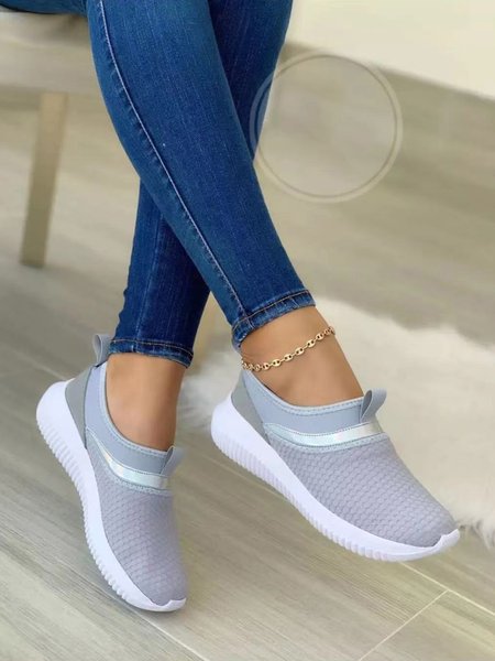 

Casual Spliced Fabric Sneakers, Gray, Athletic & Casual Shoes