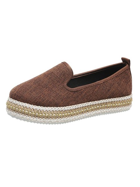 

Simple Plain Fabric Platform Shoes, Brown, Creepers & Wedges