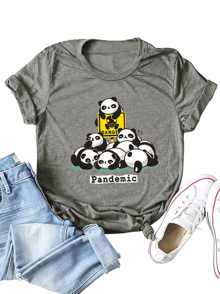 

Regular Fit Casual Crew Neck Shirts & Tops, Gray, T-shirts