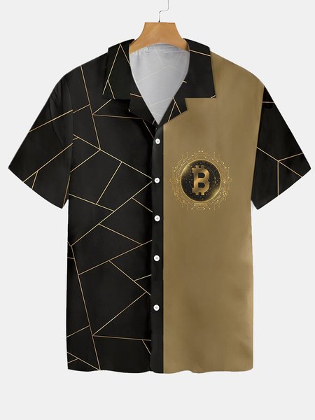 

Vintage Bitcoin Hawaiian Short Sleeve Shirt, As picture, Shirts ＆ Blouse