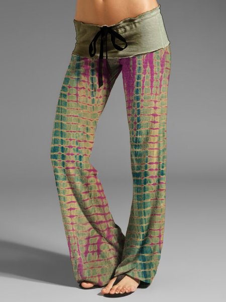 

Drawstring Design Tie-Dyed Boho Pants, As picture, Sport Pants