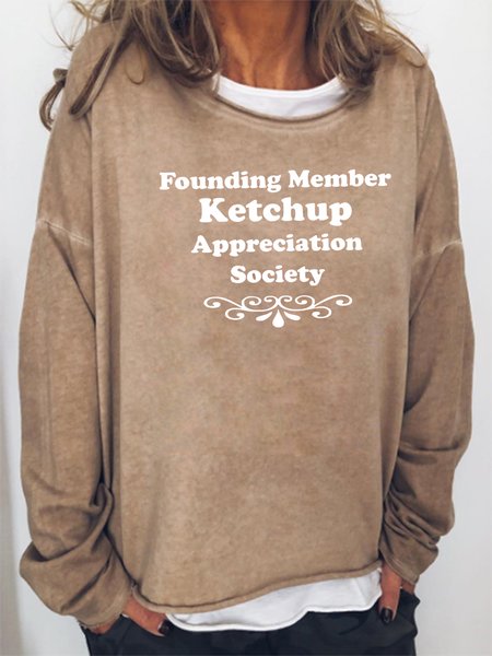 

Founding Member Ketchup Appreciation Society Sweatshirt, Khaki, Hoodies&Sweatshirts