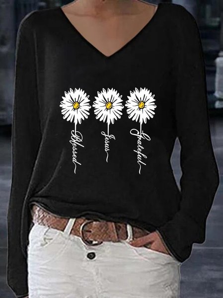 

Sunflower V Neck Cotton Blends Shirts & Tops, Black, Tops