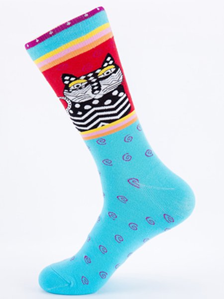 

Personalized Ethnic Cat Cotton Socks, Color4, Socks
