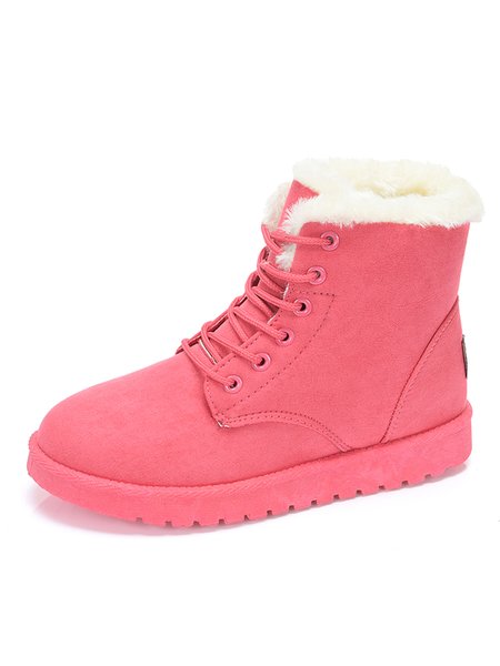 

Simple Plain Suede And Velvet Warm Short Snow Boots, Pink, Boots