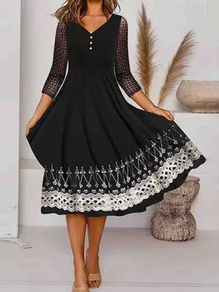 

Loosen Crew Neck Christmas Fall Dresses, Black, Casual Dresses