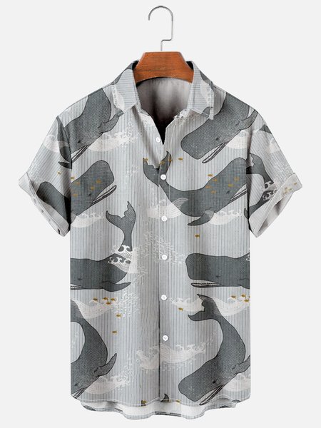 

Hawaiian Retro Underwater World Men's Casual Short-sleeved Shirt, As picture, Men's Floral shirt