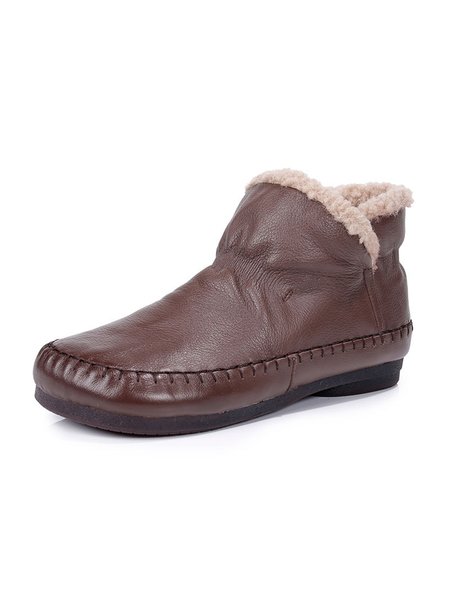 

Casual Pleated And Velvet Warm Short Ankle Boots, Brown, Boots