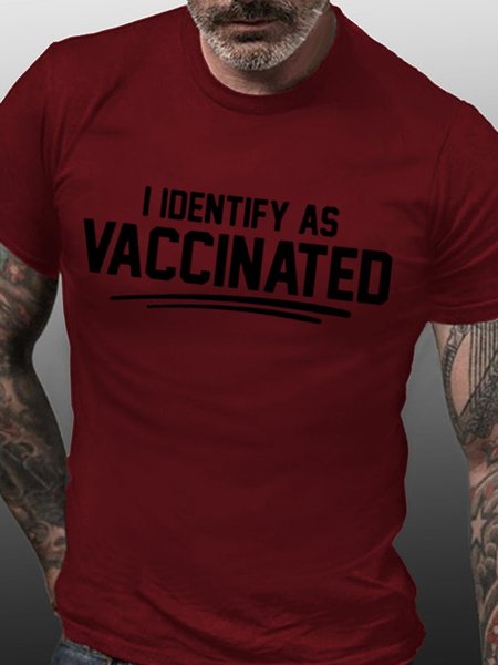 

I Identify As Vaccinated Short Sleeve Shirts & Tops, Red, T-shirts