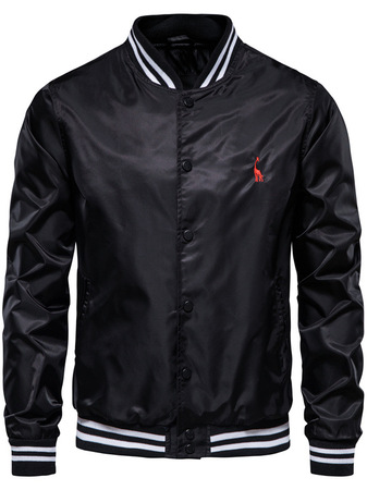 

Baseball Embroidery To Bring Long Sleeve Jackets, Black, Jacket