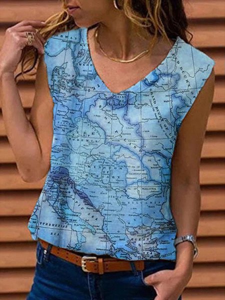

Map Casual T-shirt, Blue, T-Shirts