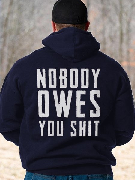 

NOBODY OWES YOU Long Sleeve Casual Sweatshirt, Blue, Hoodies&Sweatshirts