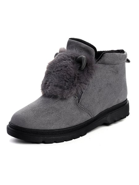 

Casual Wool Stitching And Velvet Warm Short Boots, Gray, Boots