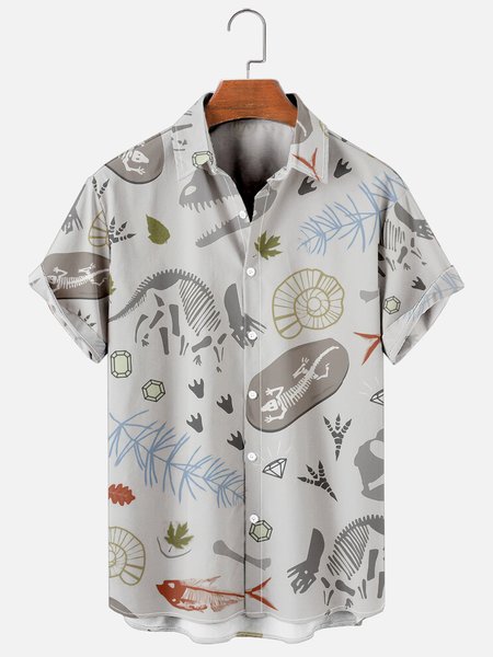 Hawaiian Retro Underwater World Men's Casual Short-sleeved Shirt, As picture, Men's Floral shirt