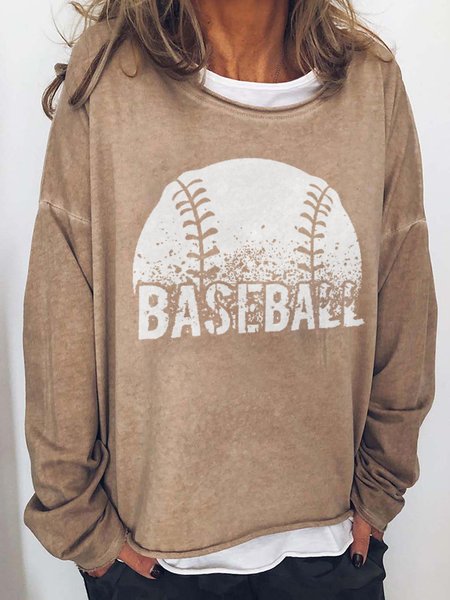 

Crew Neck Casual Sweatshirt, Khaki, Hoodies&Sweatshirts