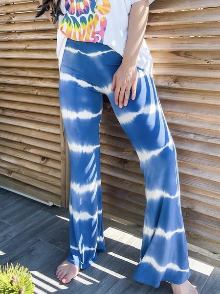 

Cotton Blends Casual Striped Pants, Blue, Pants
