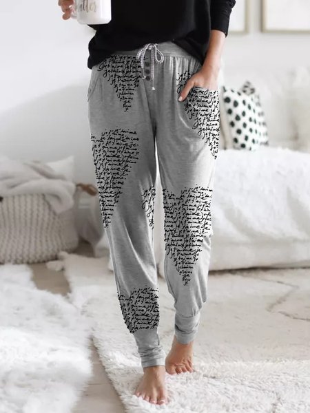 

Love Letter Loosen Casual Sports Pants, Gray, Sport Pants