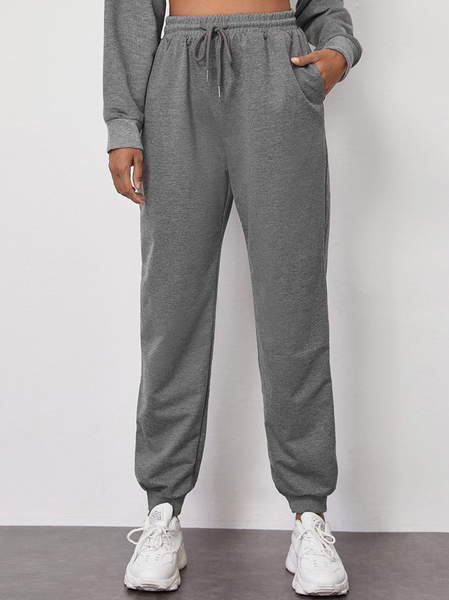 

Sporty Plain Pants, Gray, Pants