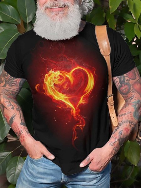 

Abstract Love Graphic Short Sleeve Casual Round Neck Tee, T-shirt