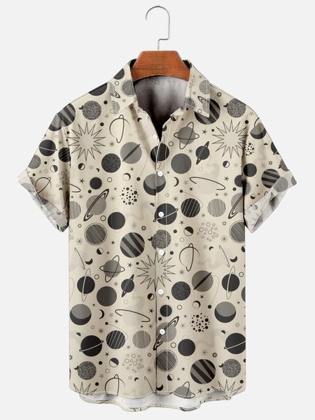 

Hawaiian Retro Hippie Men's Casual Short-sleeved Shirt, As picture, Men's Floral shirt