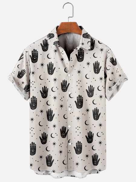 

Hawaiian Retro Hippie Men's Casual Short-sleeved Shirt, As picture, Men's Floral shirt
