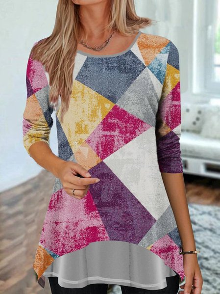 

Casual Color Block Shirts & Tops, Multicolor, Tops
