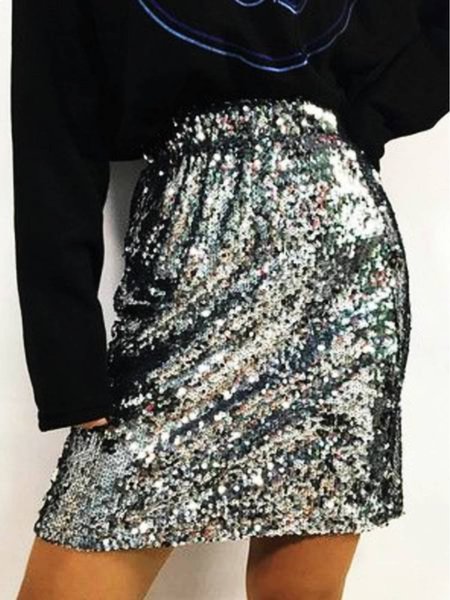 

Glitter Sequined Party Skirts, Silver, Skirts