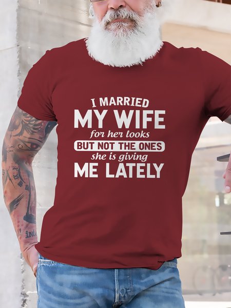 

I Married My Wife For Her Looks Graphic Tee, Red, T-shirt