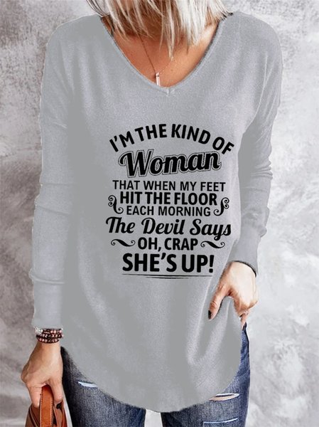 

I'm The Kind Of Woman Women's long sleeve top, Gray, Long sleeves