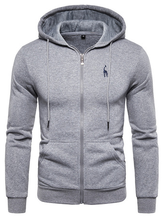 

Spring and autumn cotton fleece warm men's sweater, Gray, Jacket
