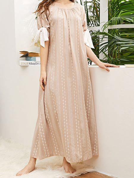 

Printed Crew Neck Chiffon Dresses, Apricot, Casual Dresses