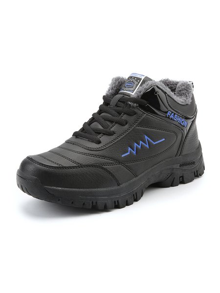 

Couple's Simple Snow Plus Velvet Warm Sports Shoes, Black-blue, Men's Boots