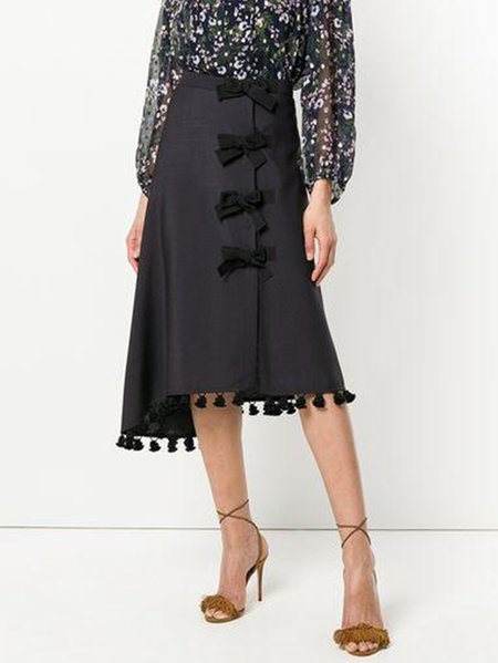 

Lady Regular Fit Solid Skirt, Black, Midi Skirts