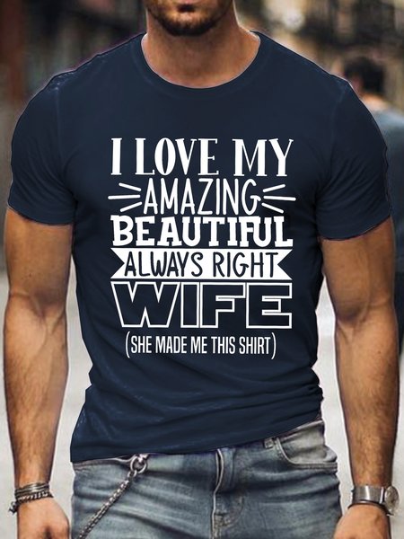 

I Love My Amazing Wife Short Sleeve Casual Shirts & Tops, Purplish blue, T-shirts