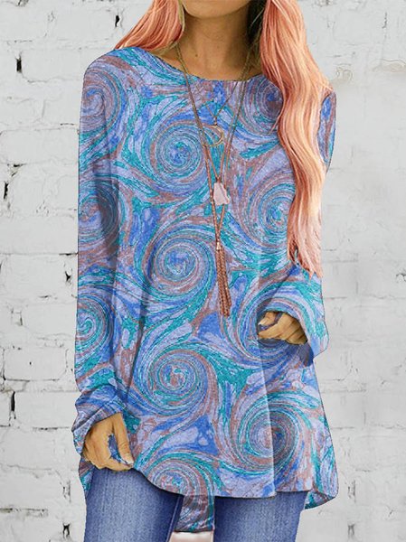 

Casual Abstract Shirts & Tops, Blue, Long sleeve tops