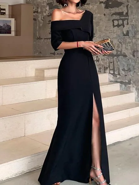 

Regular Fit Elegant Evening Black Maxi Dress Wedding, Maxi Dresses