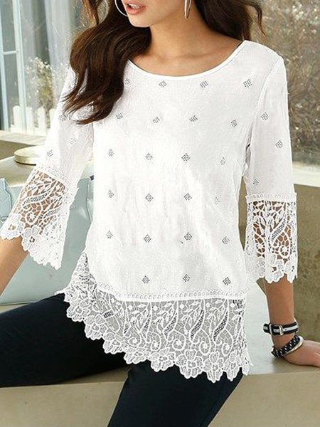 

Solido Semplice Top, Bianco, Blouses & Shirts