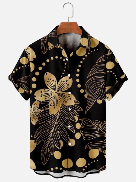 

Hawaiian Plant Floral Short Sleeve Shirt, As picture, Shirts ＆ Blouse