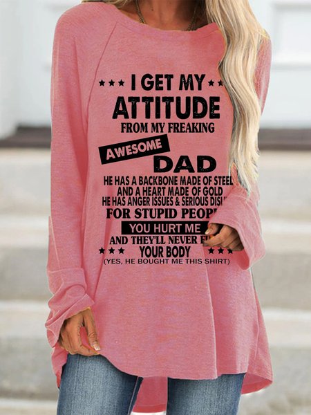 

I Get An Awesome Dad Print Casual Dresses, Pink, Dresses
