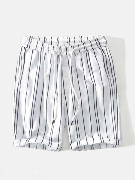 

Striped Pockets Shorts, White, Men's shorts