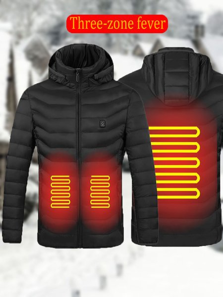 

Men's And Women's Same Style USB Smart Heating Cotton Jacket, Black, Outerwear